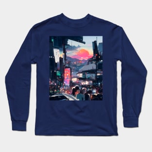 Dreamy Sunset Atmosphere City Night Life Long Sleeve T-Shirt